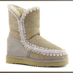 Mou x Free People Eskimo Inner Wedge Metallic Sparkle Tan 9.5